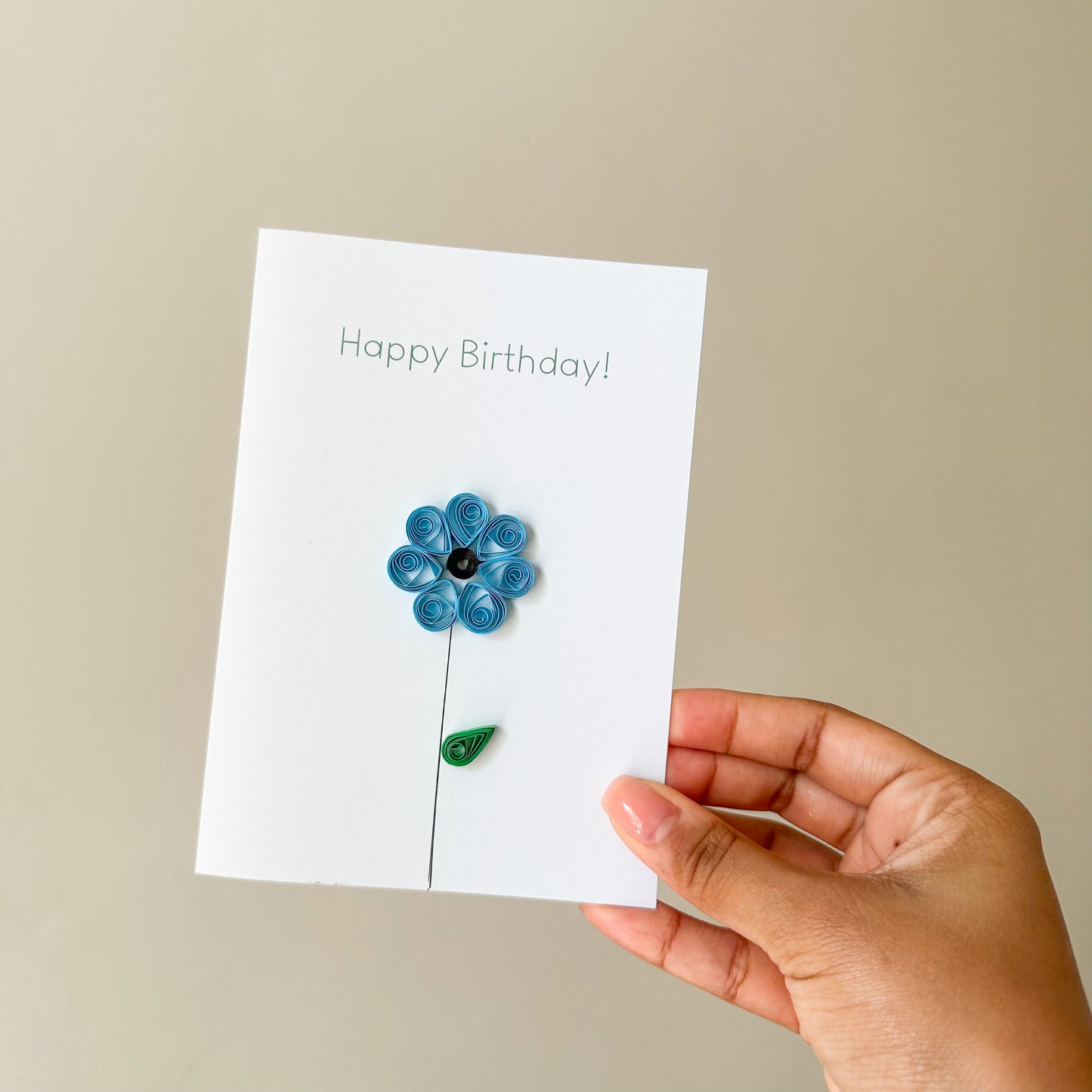 Happy Birthday Light Blue Flower Card