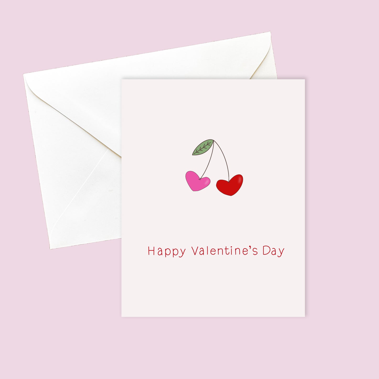 Happy Valentine's Day Cherry Hearts Card