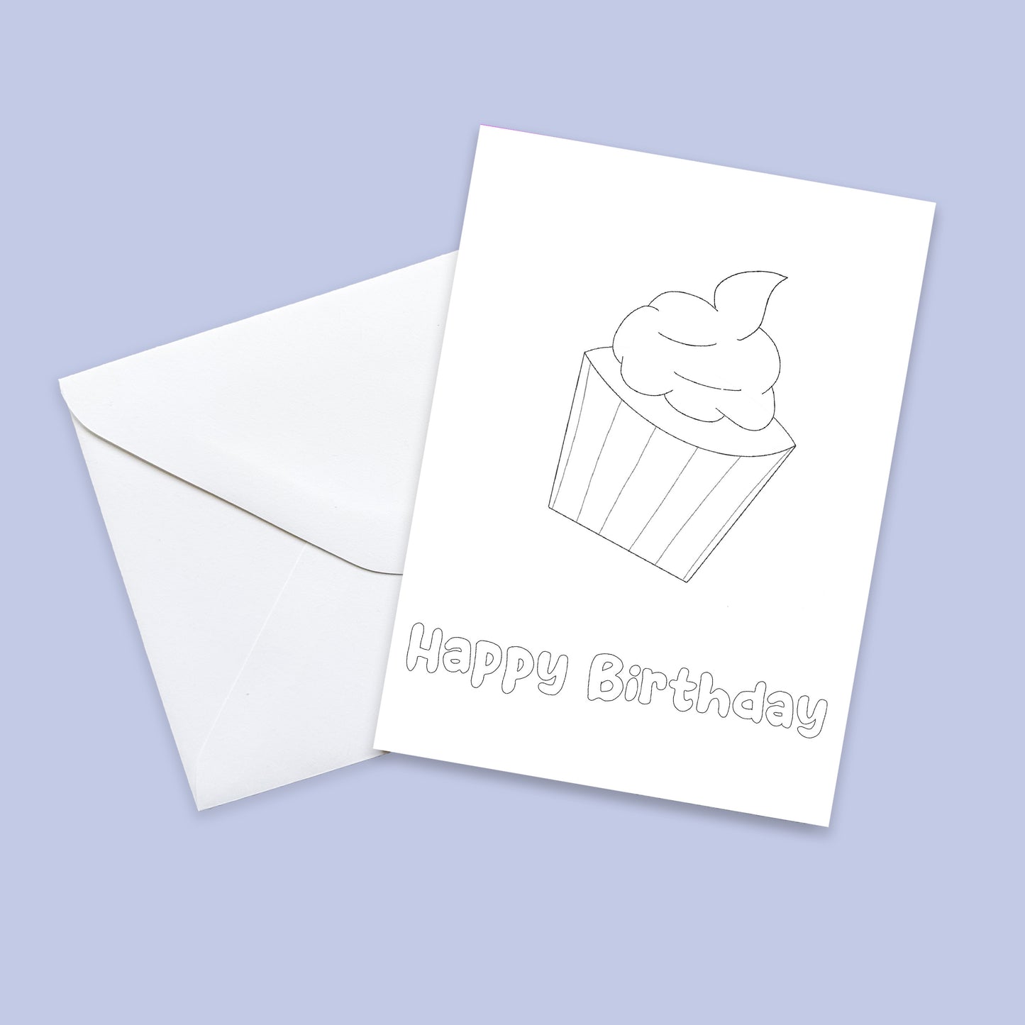 Birthday Cupcake Color Me In Card