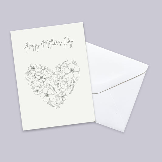Floral Heart Mother's Day Color Me In Florals Card