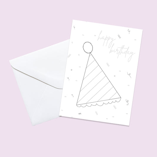 Party Hat Color Me In Card