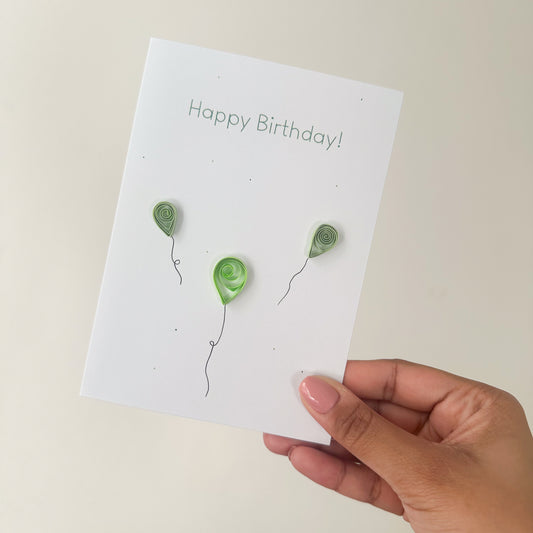 Happy Birthday Green Balloons Card