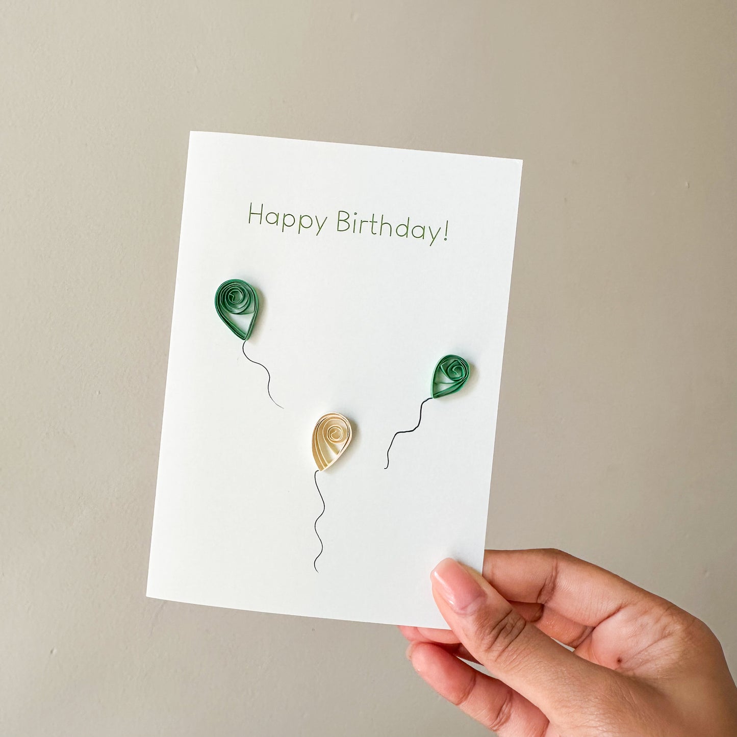 Happy Birthday Green Balloons Card