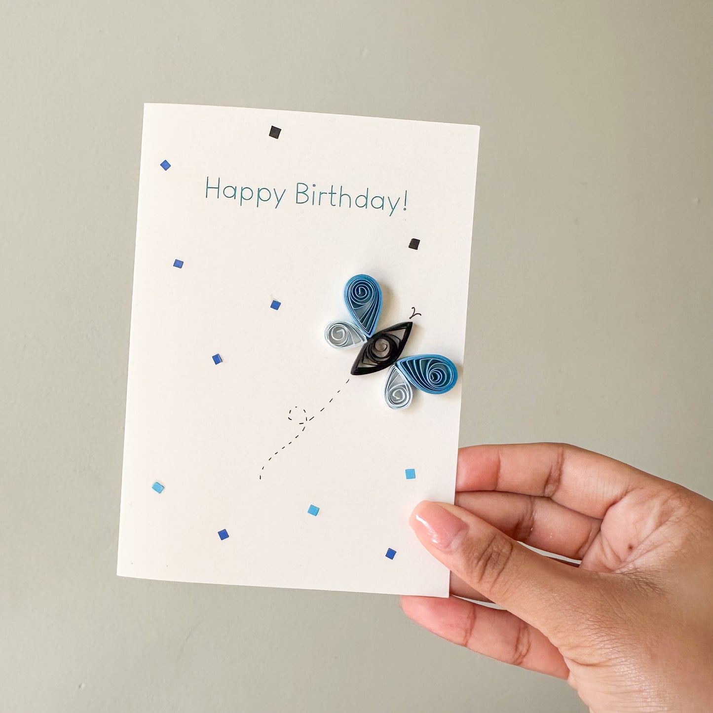 Happy Birthday Blue Butterfly Card