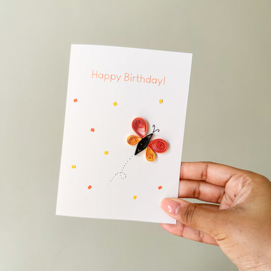 Happy Birthday Orange Butterfly Card