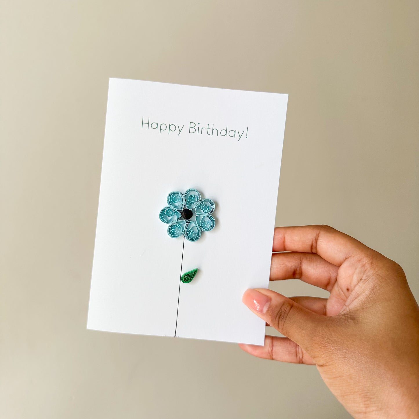 Happy Birthday Light Blue Flower Card