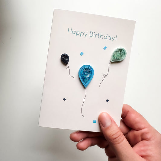 Happy Birthday Blue Balloons Card