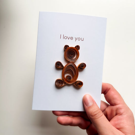 I Love You Brown Teddy Bear Card