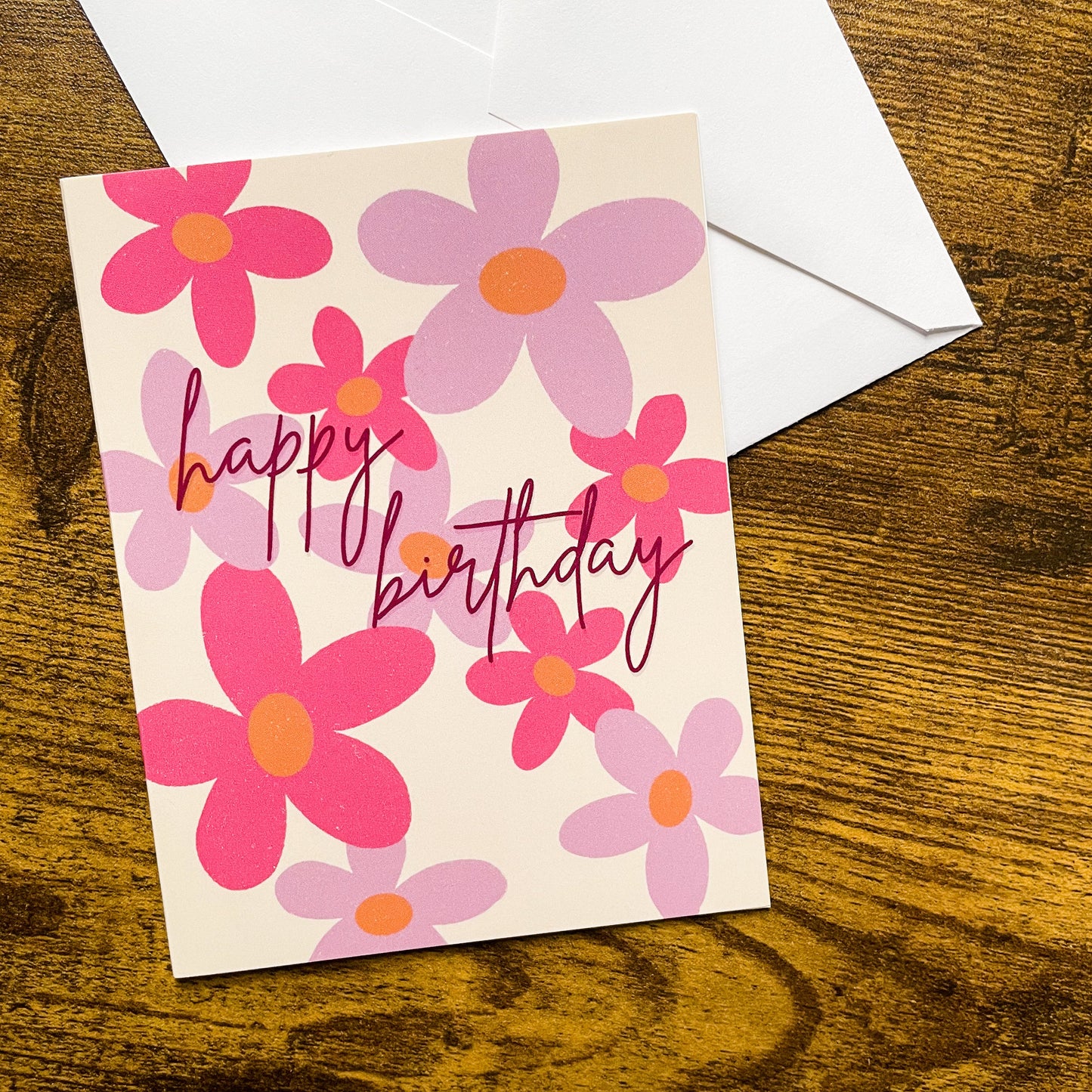 Happy Birthday Funky Flowers Card - Pack of 6