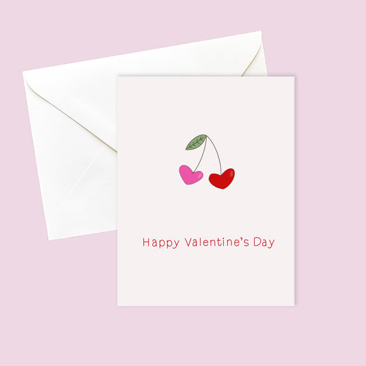 Happy Valentine's Day Cherry Hearts Card